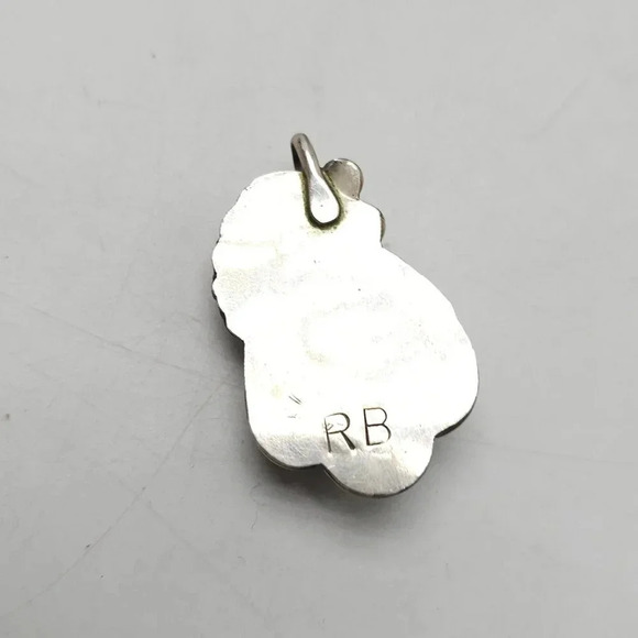 Turquoise Sterling Silver Pendant With Leaf Design By Richard Begay 7.42g - Picture 3 of 5